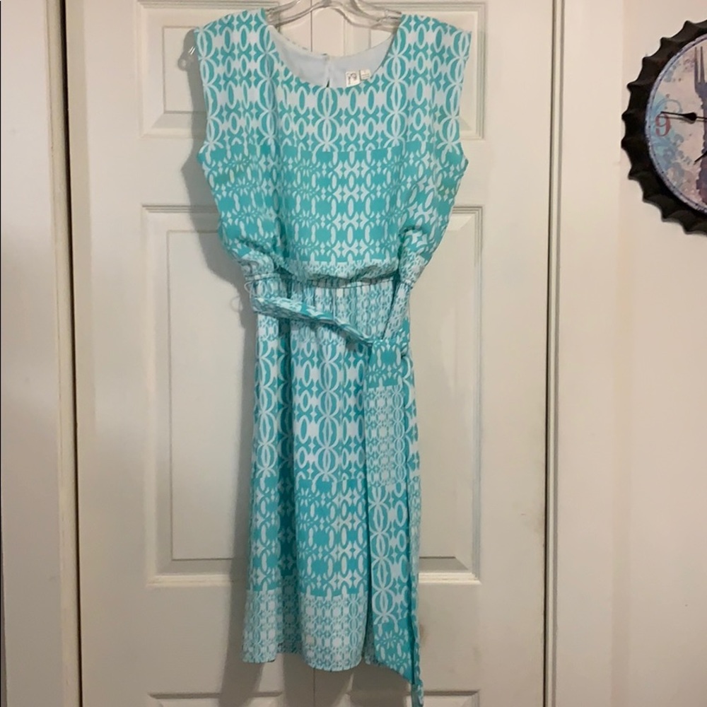 Sea foam green and white pattern dress